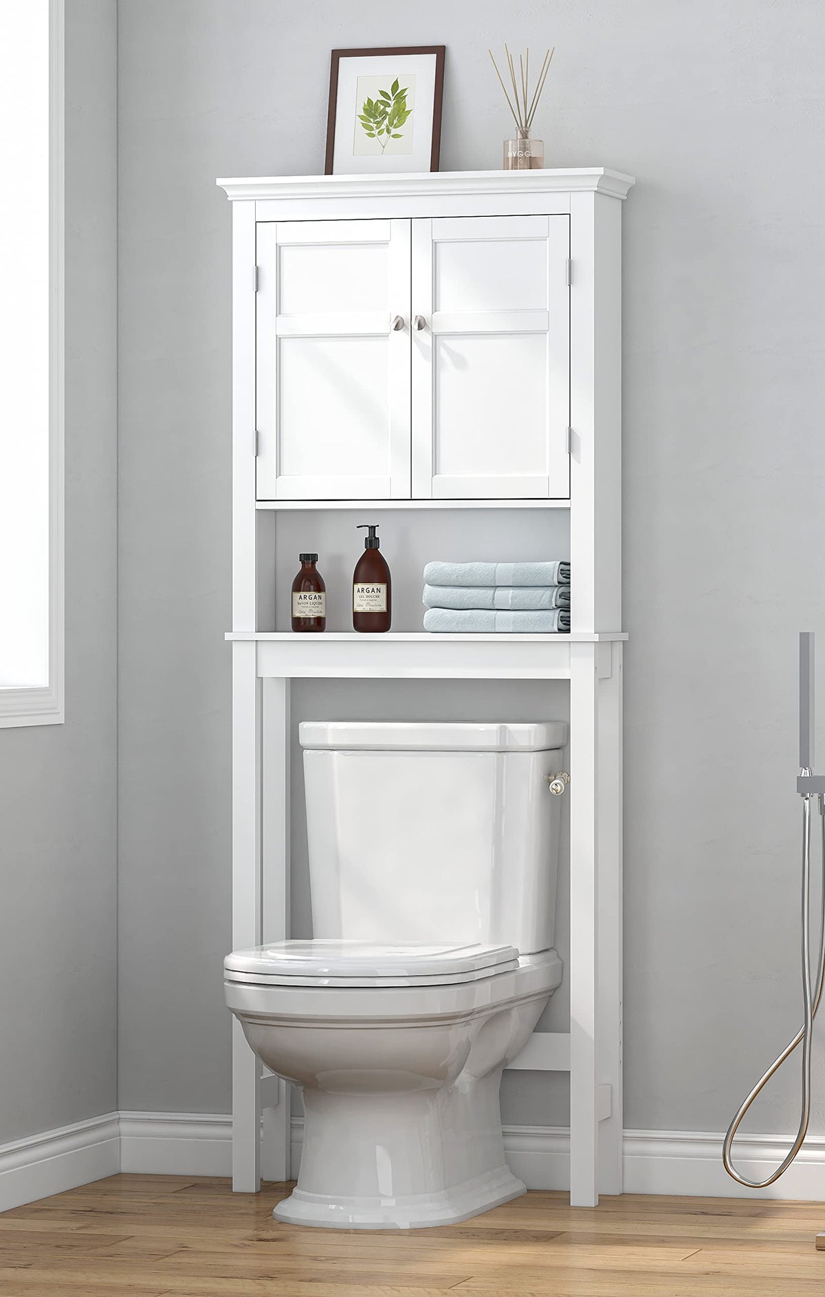 Over the Toilet Storage Cabinet with Doors and Adjustable Shelf H625927