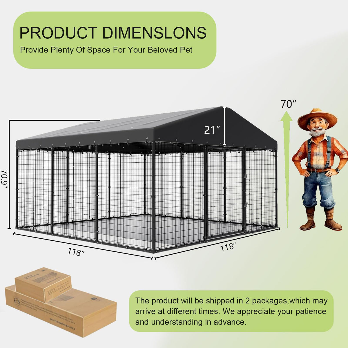 10 x 10 x 6 FT Outdoor Dog Kennel E12616