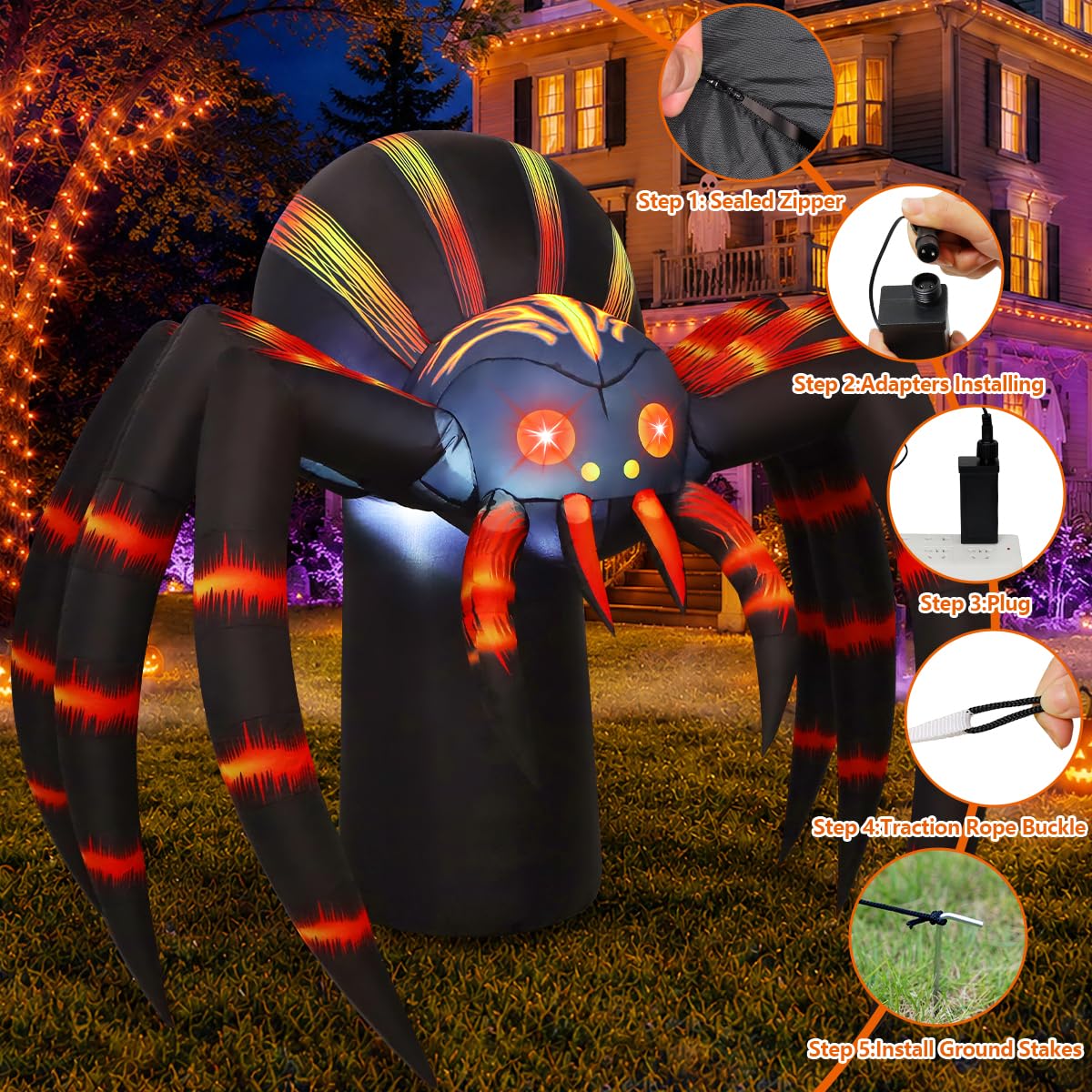 7FT Halloween Inflatables Yard Decor with LEDs O8093