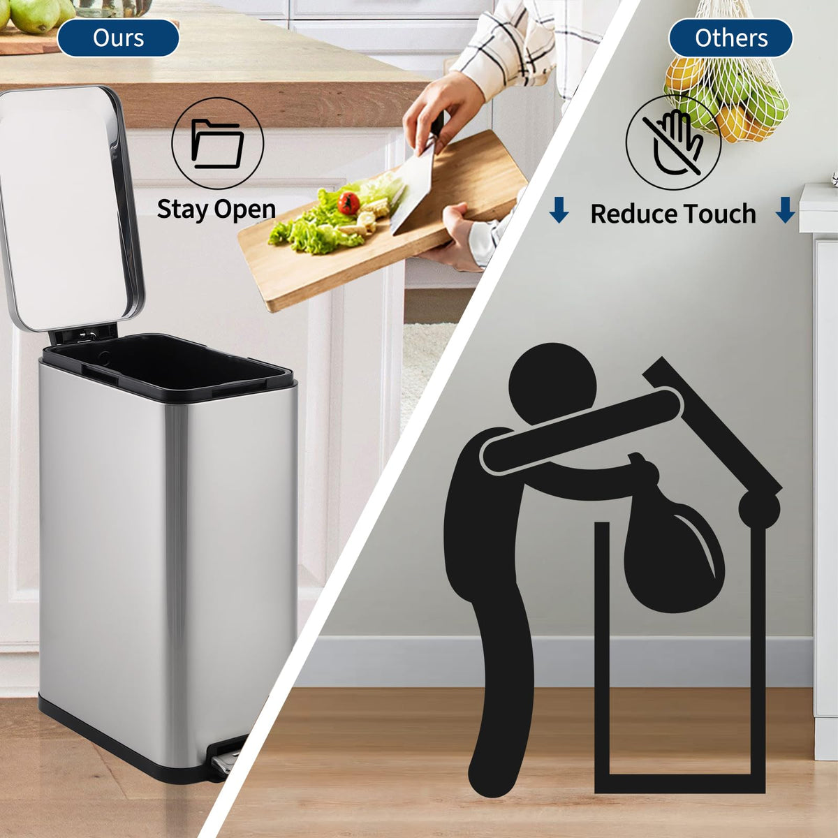 50L Slim Stainless Steel Kitchen Trash Can Y855538