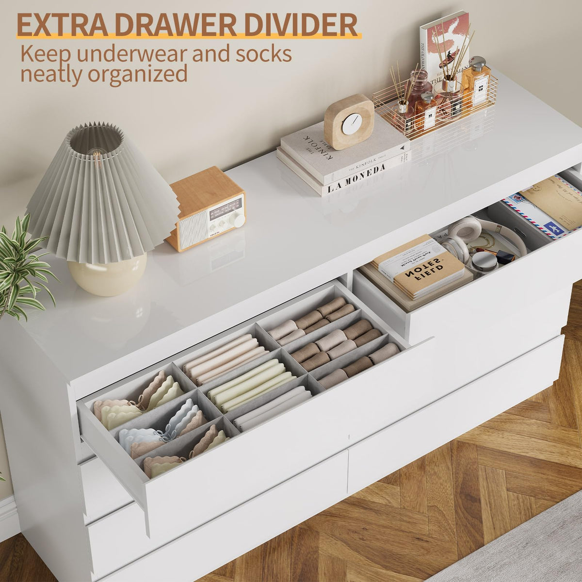 White 8 Drawer Wood Dresser U326
