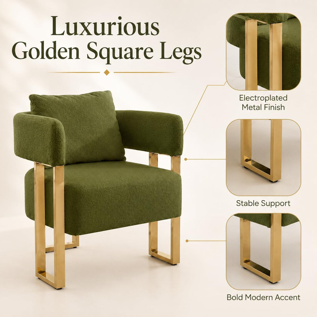 Green Teddy Accent Chair Set of 2 Upholstered Arm Chair R488818