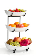 3 Tier Ceramic Fruit Bowl with Metal Stand I96316