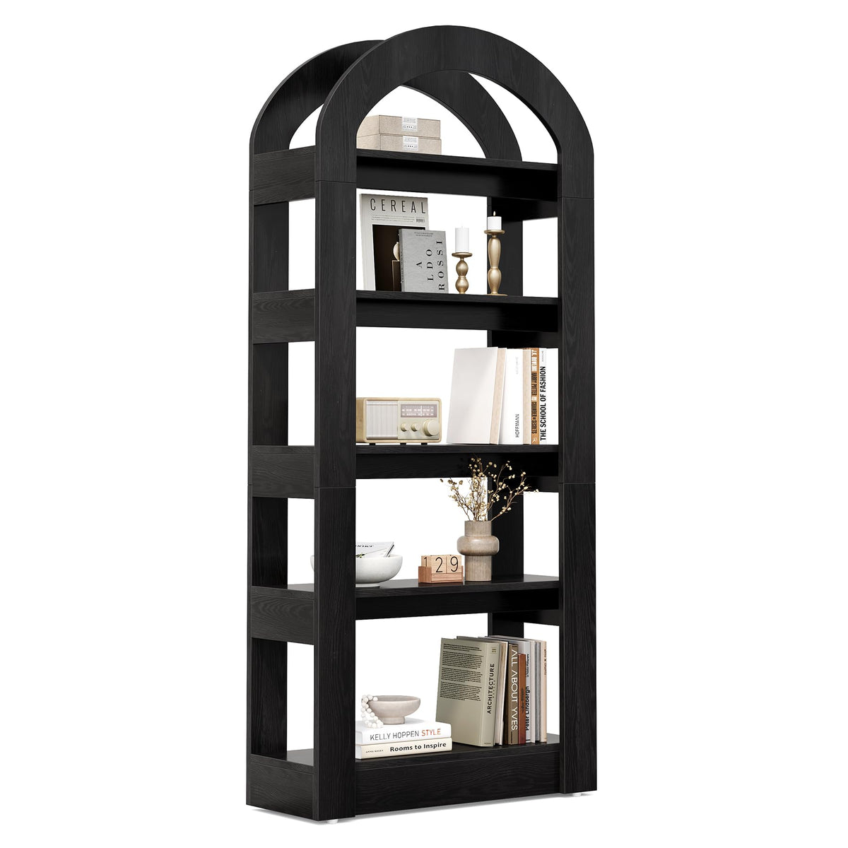 5-Tier Arch-Shaped Wooden Bookshelf L93537
