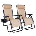 Zero Gravity Chair Set of 2 Folding Recliner with Cup Holder Tray and Pillow C8007