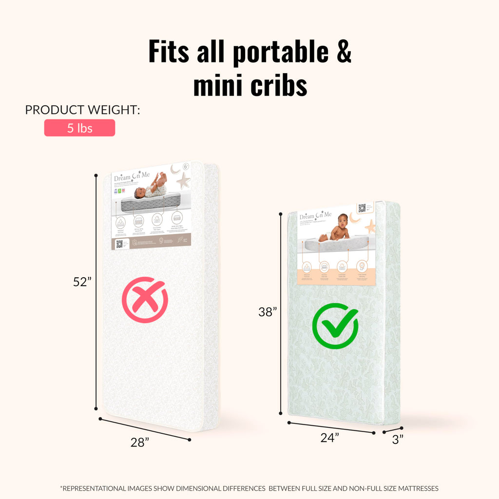 3” Two-Sided Fiber Portable Mini Crib Mattress Y6374