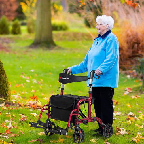 2 in 1 Folding Rollator Walker with Seat E3312
