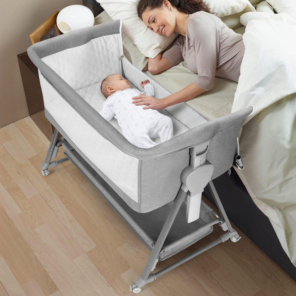 Baby Bassinet with 7 Adjustable Height, Breathable Mesh & Mattress X39945