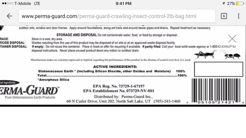 Diatomaceous Earth Powder 2 Pound Bag I7803