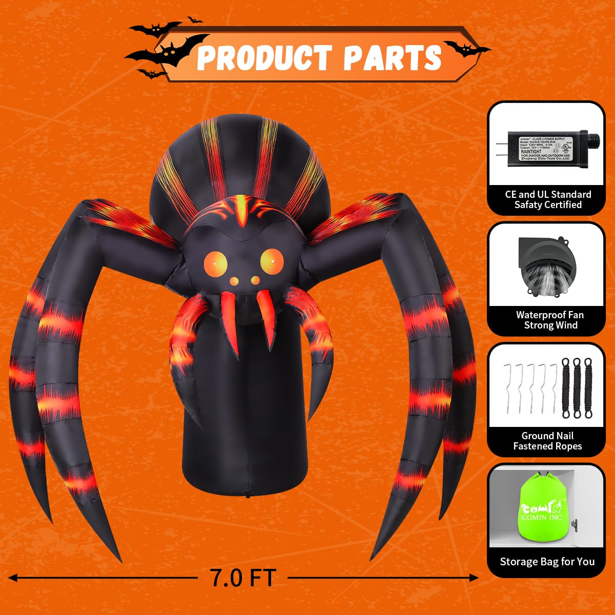 7FT Halloween Inflatables Yard Decor with LEDs O8093