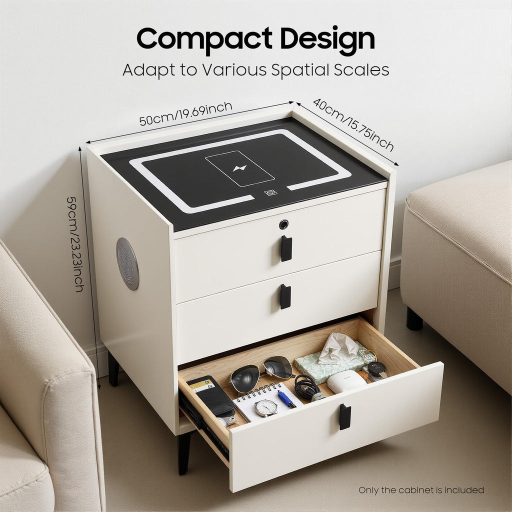 3 Drawer Smart Nightstand with Bluetooth Speaker USB Charging Y213