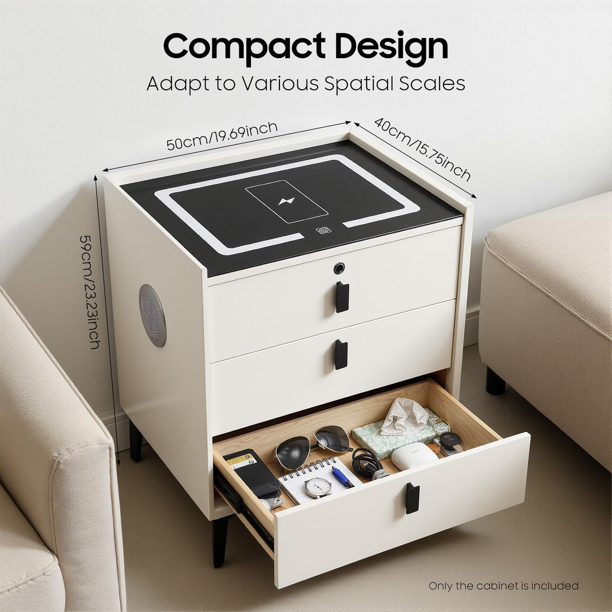 3 Drawer Smart Nightstand with Bluetooth Speaker USB Charging Y213
