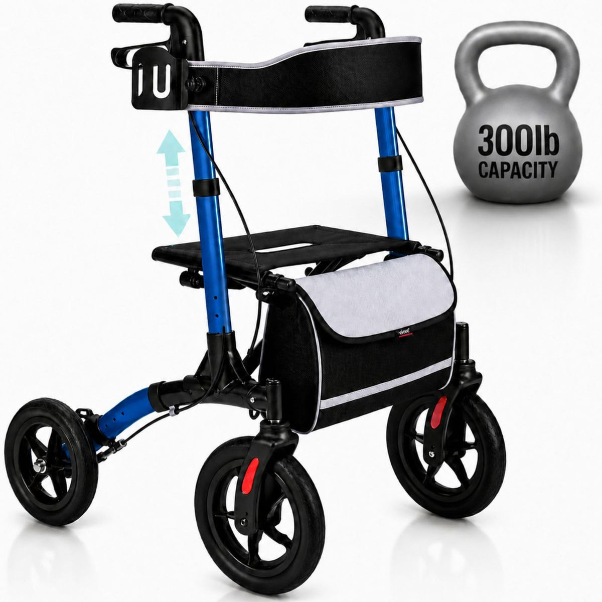All-Terrain Rollator Walker with 12” Pneumatic Wheels J18661