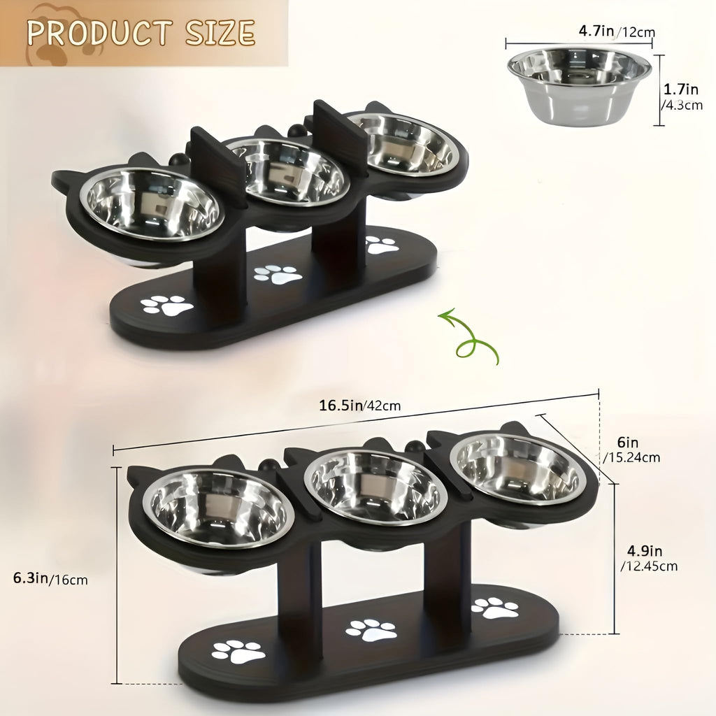 Raised Cat Bowls with 3 Stainless Steel Bowls Y808