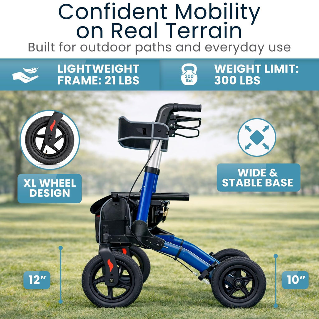 All-Terrain Rollator Walker with 12” Pneumatic Wheels J18661