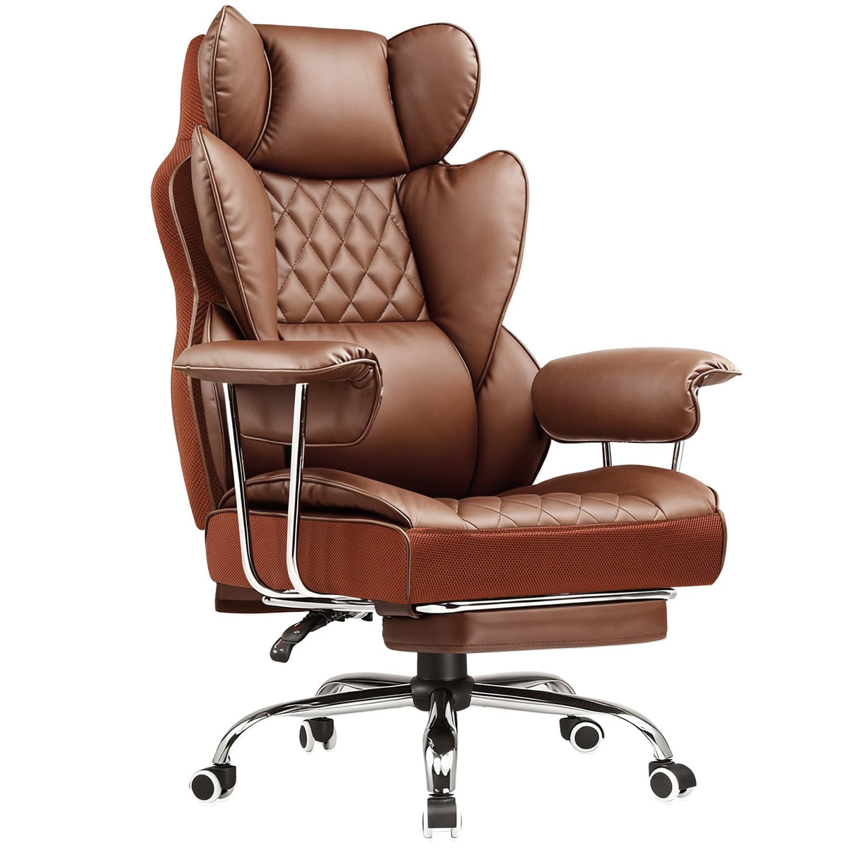 Big and Tall High Back Leather Office Chair with Footrest Y179