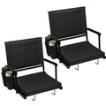 2 Packs Foldable Stadium Seats with Adjustable Backrest and Cup Holders Black H632