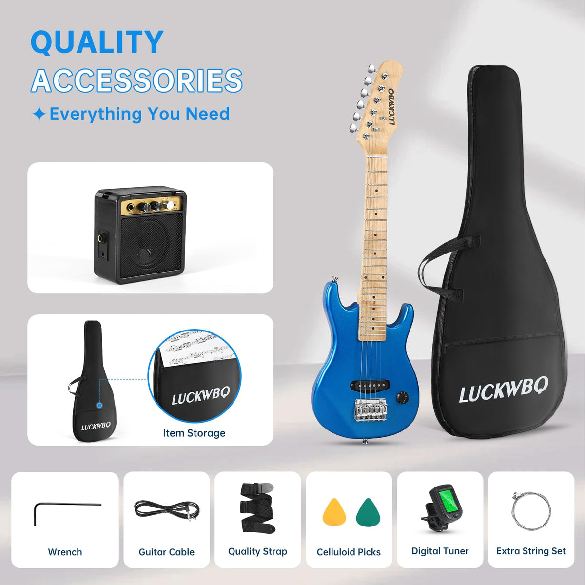 30 Inch Kids ST Style Mini Electric Guitar Beginner Kit with Amplifier X99312