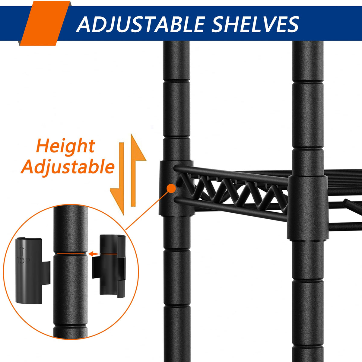 4-Shelf Adjustable Metal Storage Shelving Unit on Wheels, Black H517