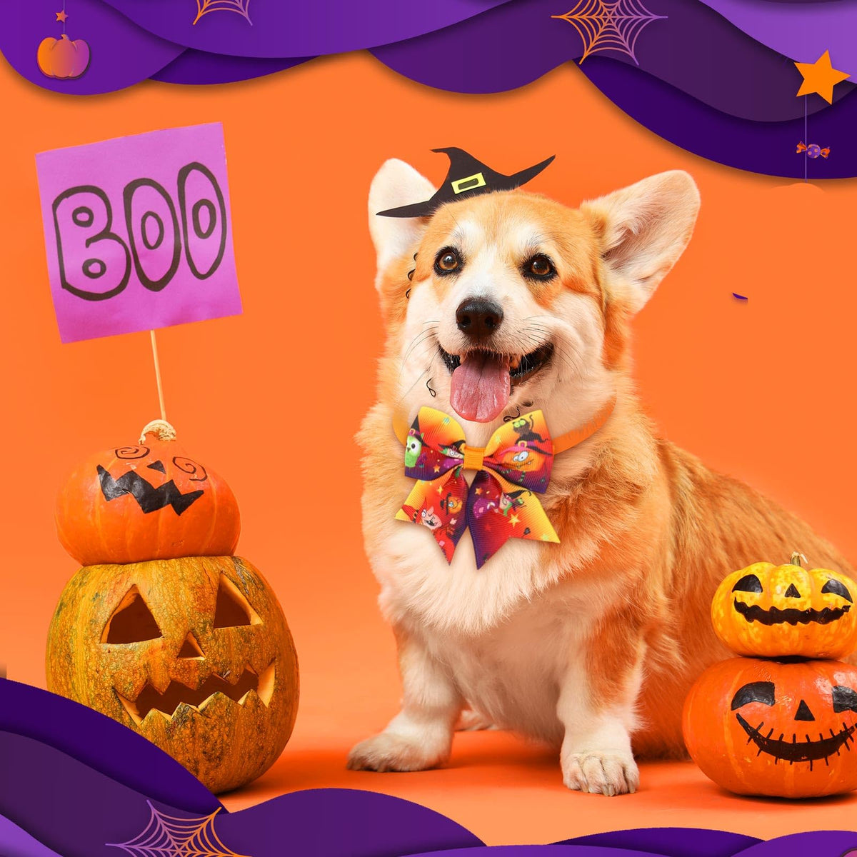 240 Pcs Halloween Dog Bows Tie Collars D9205