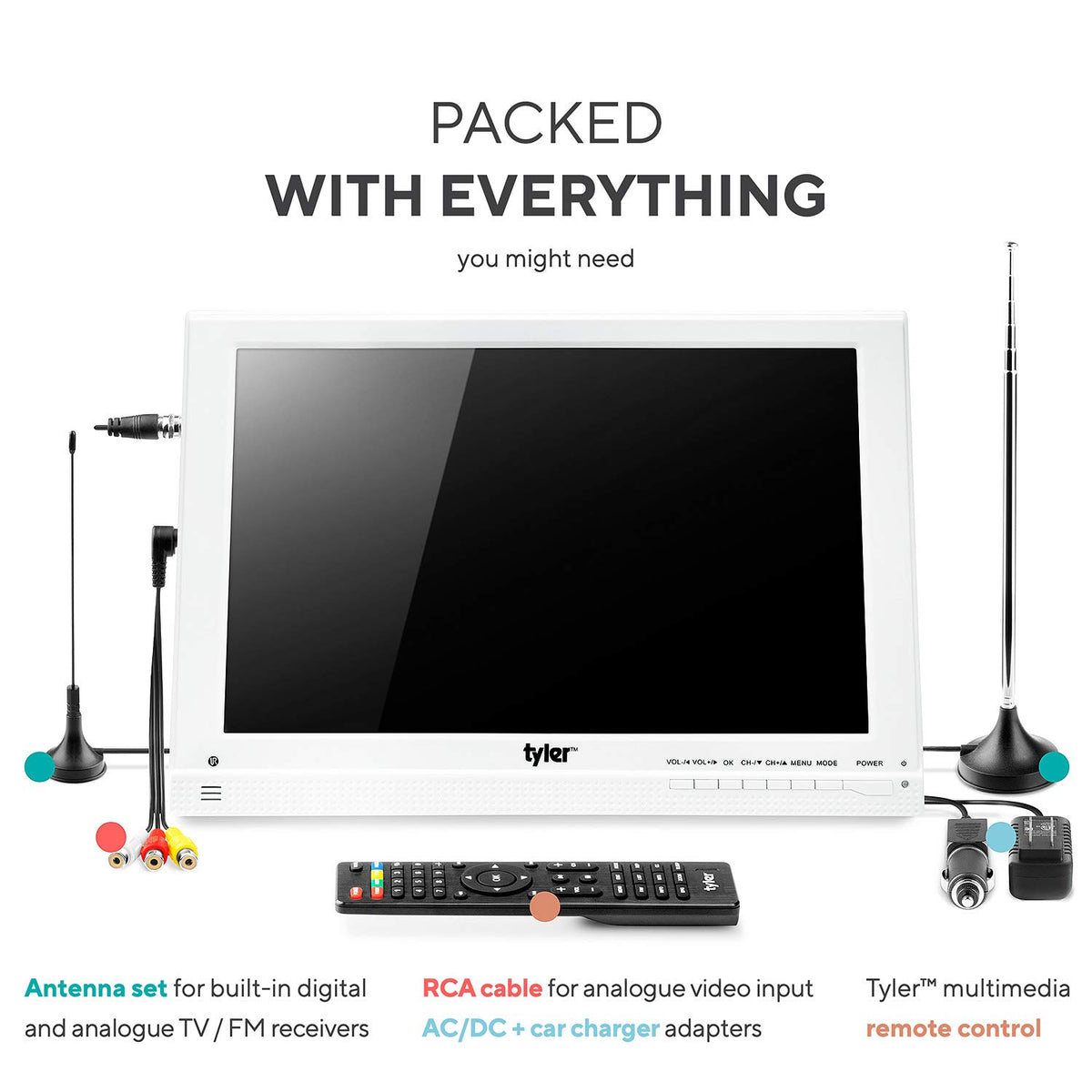 13.3” Portable TV LCD Monitor 1080P Rechargeable Lithium Battery S846