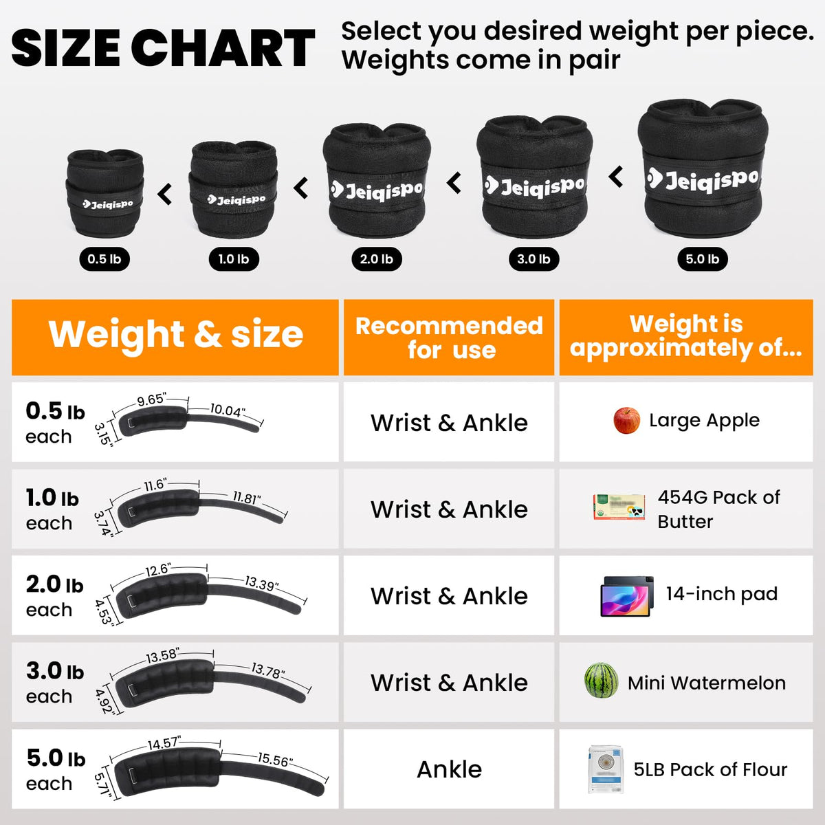 Ankle Weights 1 Pair with Adjustable Straps A626