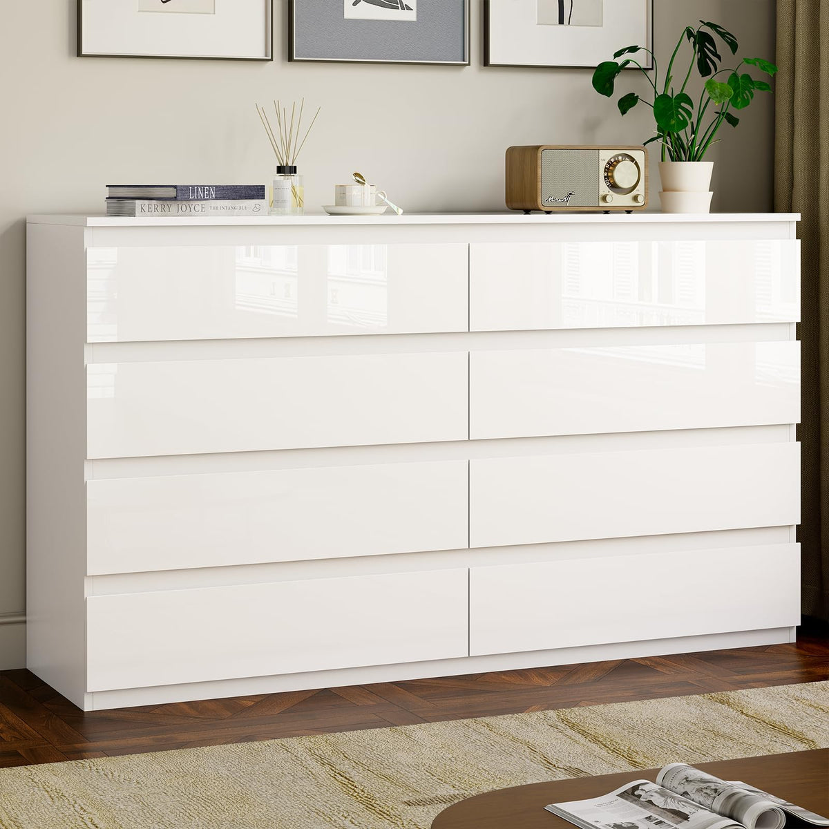 White 8 Drawer Wood Dresser U326