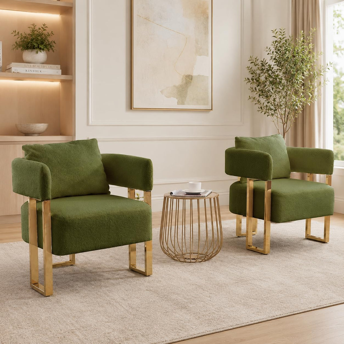 Green Teddy Accent Chair Set of 2 Upholstered Arm Chair R488818