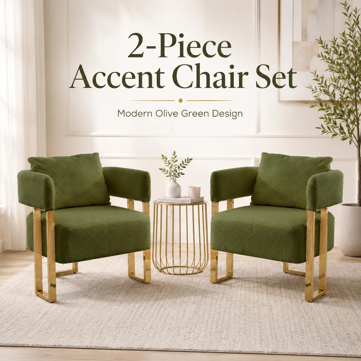 Green Teddy Accent Chair Set of 2 Upholstered Arm Chair R488818