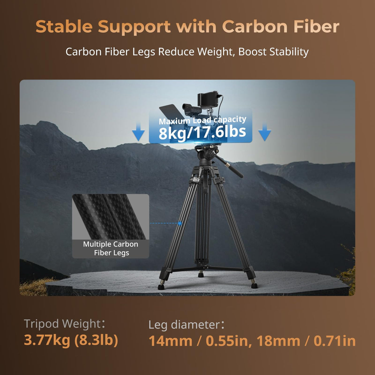 Carbon Fiber Tripod with Fluid Head B527