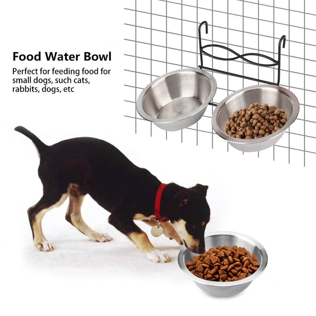 Stainless Steel Hanging Pet Bowls, 2 Bowls 1 Hook J332536