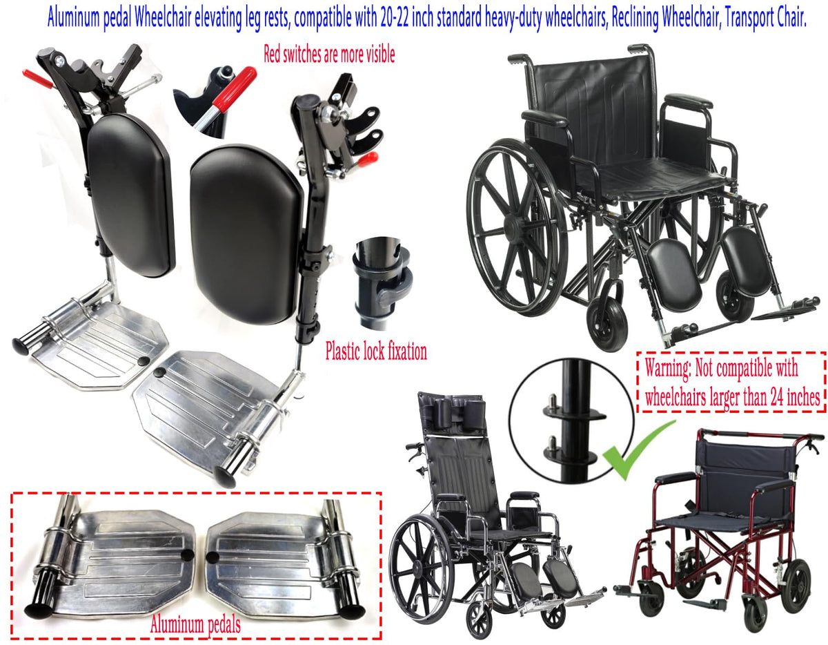 Heavy Duty Wheelchair Elevating Leg Rest with Calf Pad, Black R430