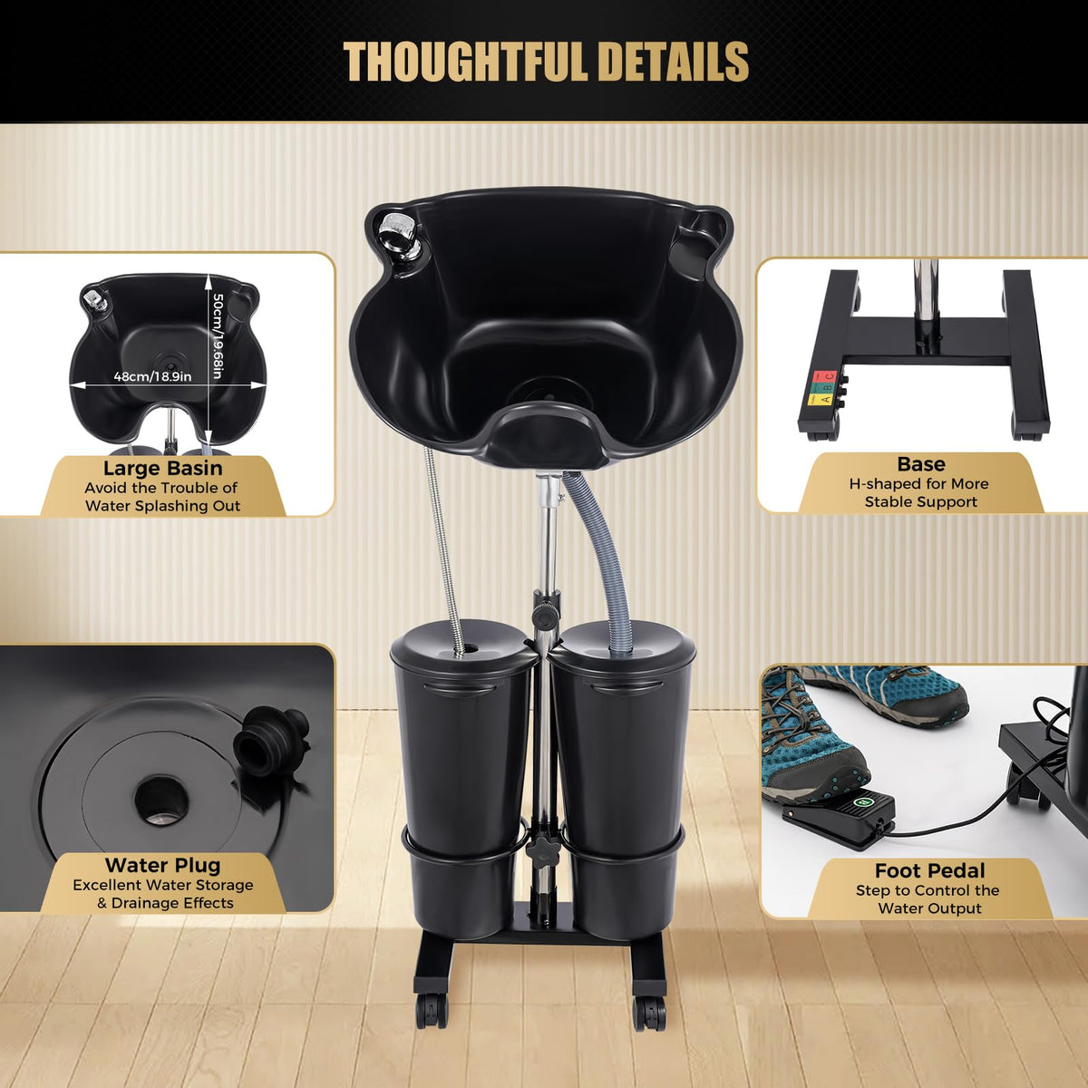 Portable Shampoo Bowl with Adjustable Height J74240