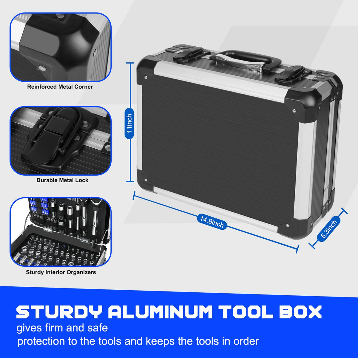 240-Pieces Mechanic Tool Set with Aluminium Tool Box R88693