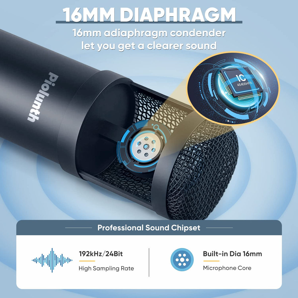 USB Microphone 192kHz/24bit Cardioid Condenser Studio Mic Kit with Boom Arm X96588