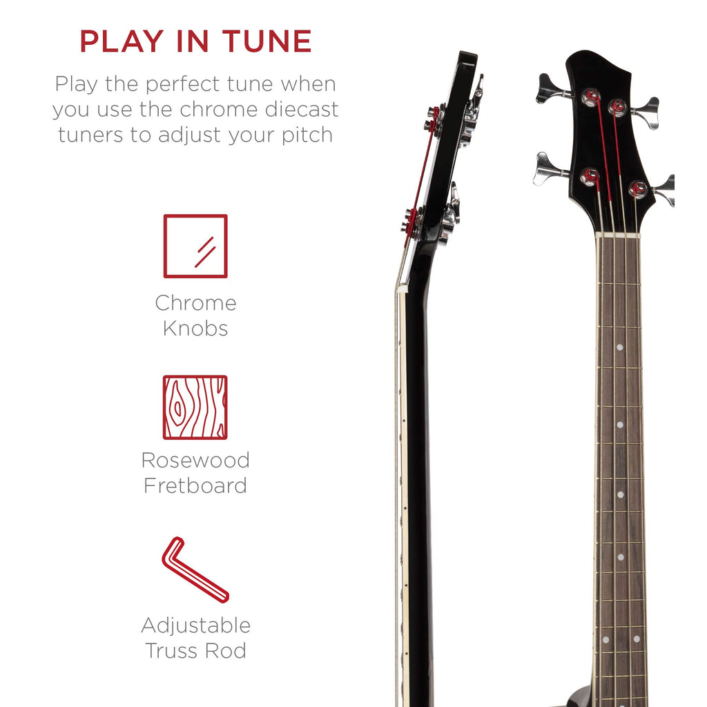 Full Size 4 String Black Acoustic Electric Bass Guitar U798025