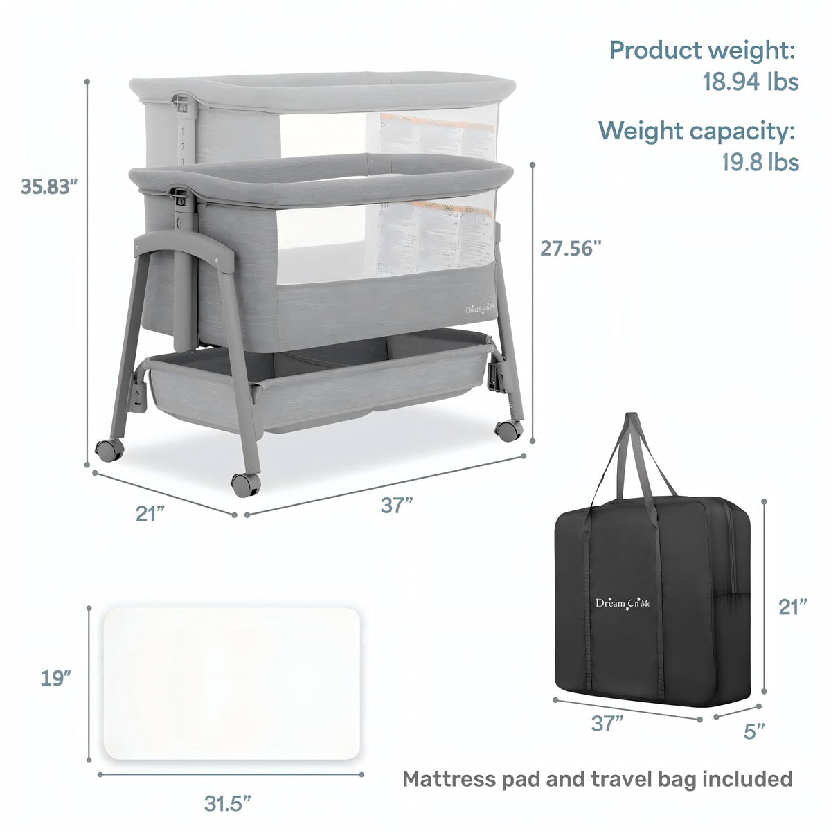Foldable Portable Bassinet - Gray M2557
