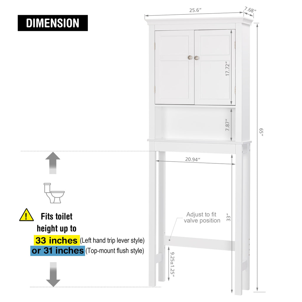 Over the Toilet Storage Cabinet with Doors and Adjustable Shelf H625927