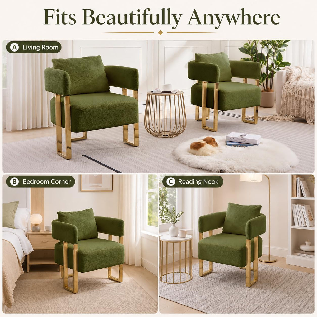 Green Teddy Accent Chair Set of 2 Upholstered Arm Chair R488818