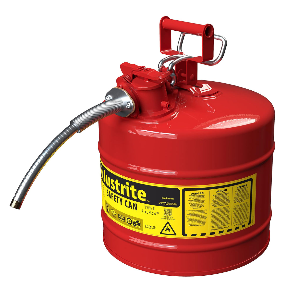 Red Galvanized Steel Gasoline Safety Can S71974