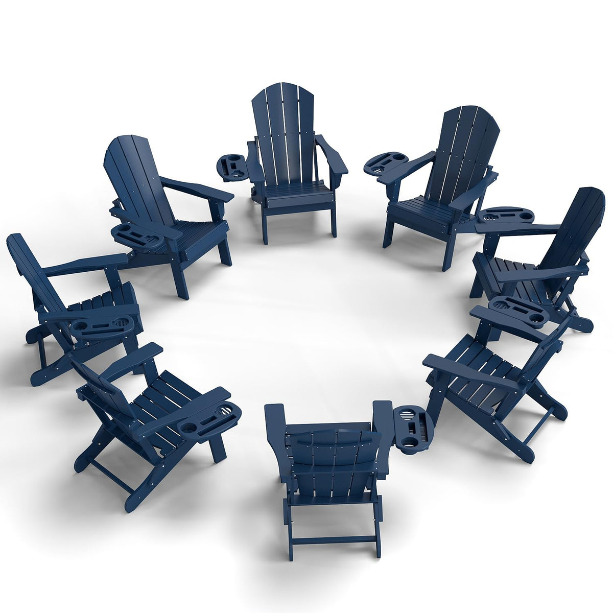 Folding Adirondack Chair Set of 8 with Cup Holder V47094