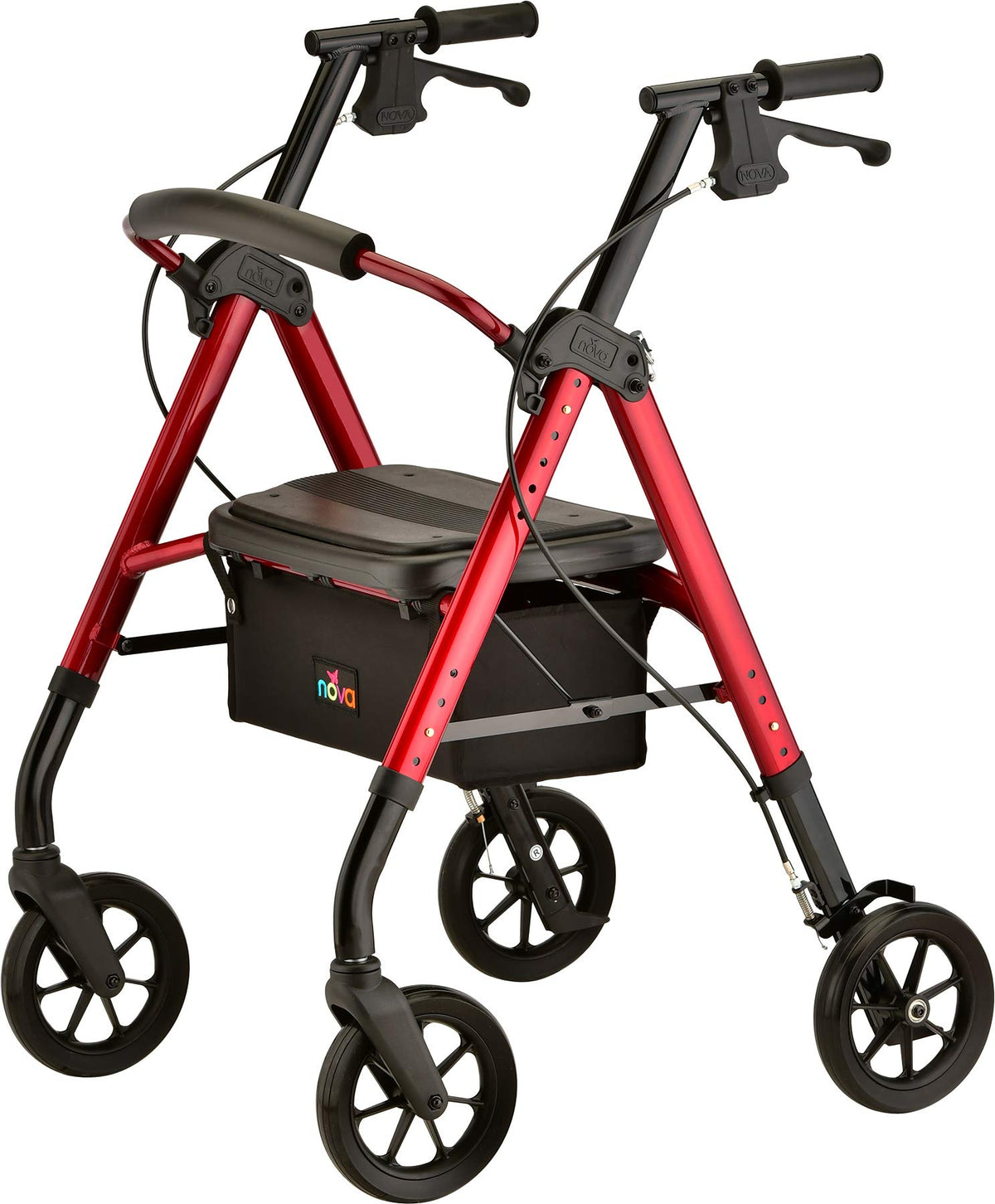 Heavy Duty Bariatric Rollator Walker, 450 lb Capacity, 8” All-Terrain Wheels, Red P834980