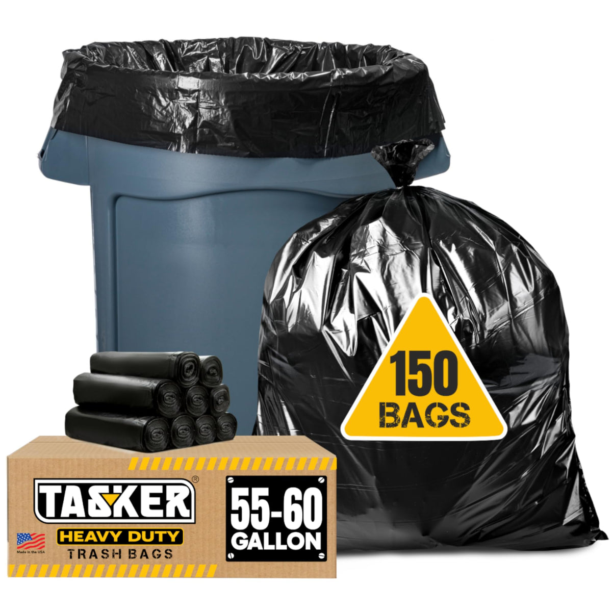 55-60 Gallon Heavy Duty Black Trash Bags 150 Bags O116
