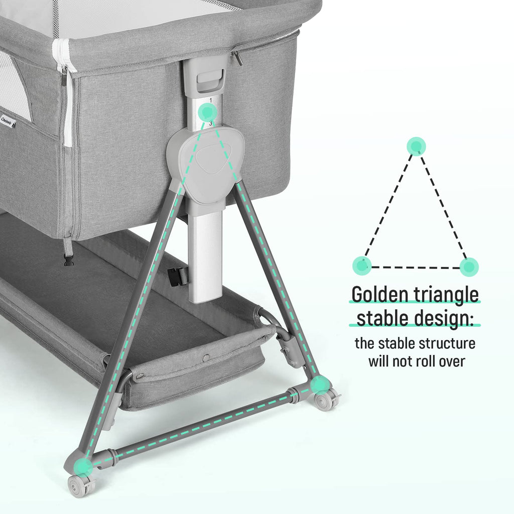 Baby Bassinet with 7 Adjustable Height, Breathable Mesh & Mattress X39945