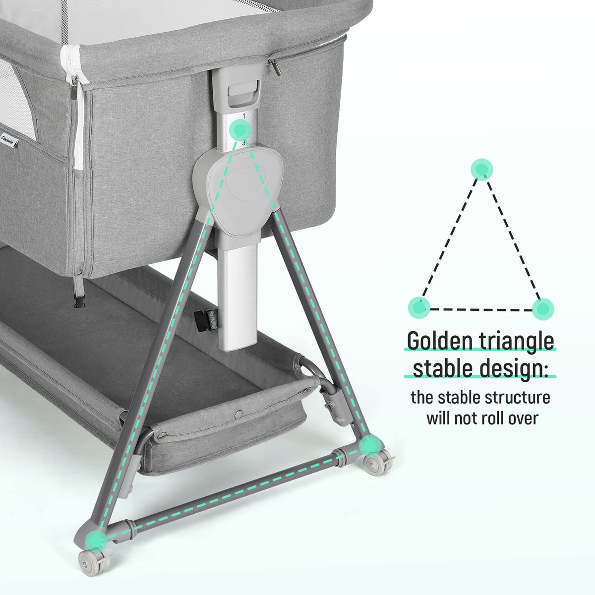 Baby Bassinet with 7 Adjustable Height, Breathable Mesh & Mattress X39945