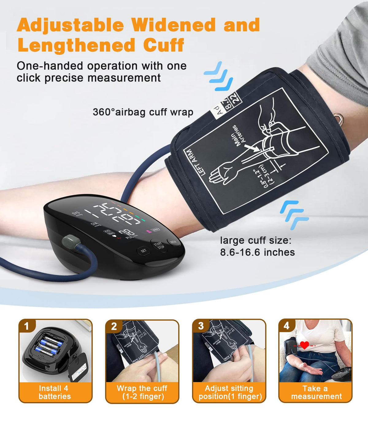 Upper Arm Blood Pressure Monitor with Dual User 240 Memory Sets H7164