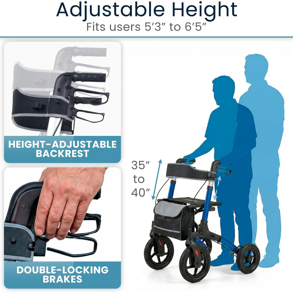All-Terrain Rollator Walker with 12” Pneumatic Wheels J18661