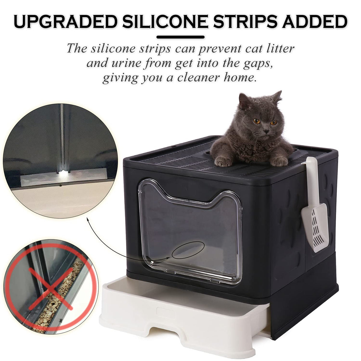 Foldable Large Cat Litter Box with Lid B5944