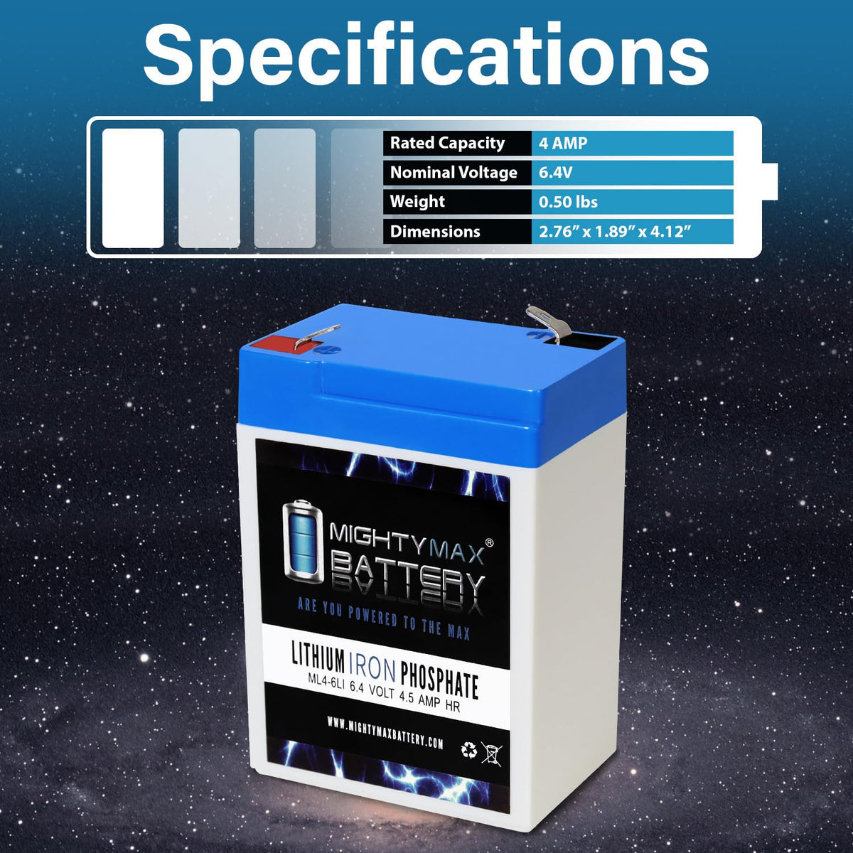 6V 4.5AH Lithium Replacement Battery B72678