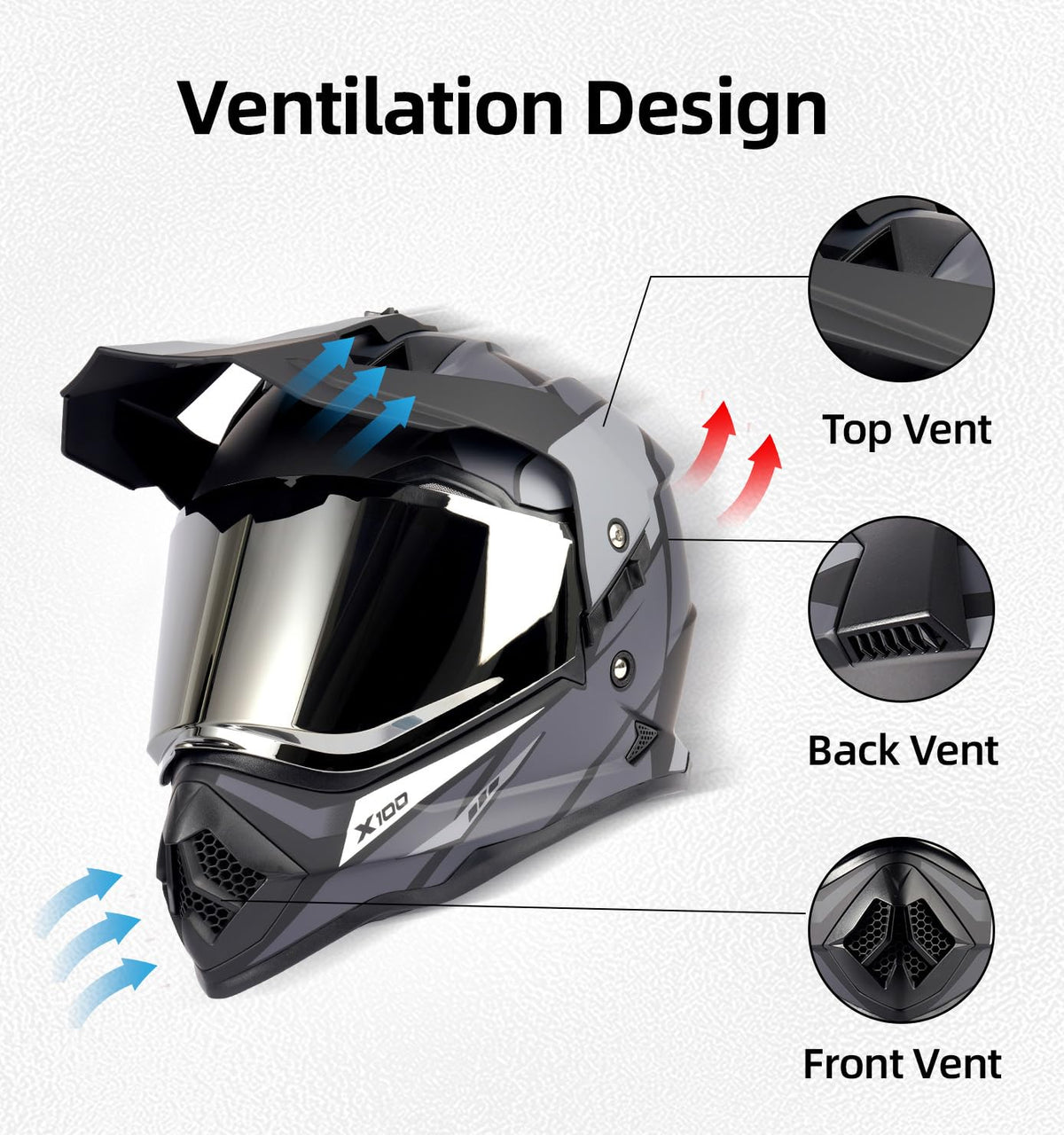 DOT Certified Dual Visor Motorcycle Helmet C6331